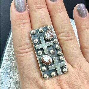 Cross and Dot Sterling Silver 925 and Wildhorse ring SOLD!